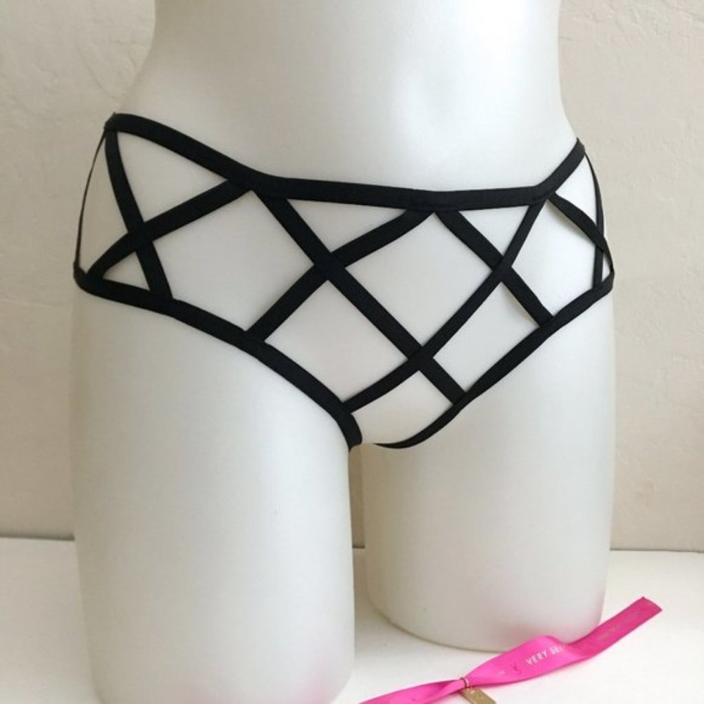 Victoria's Secret Cage Ouvert Cheeky Panty Black